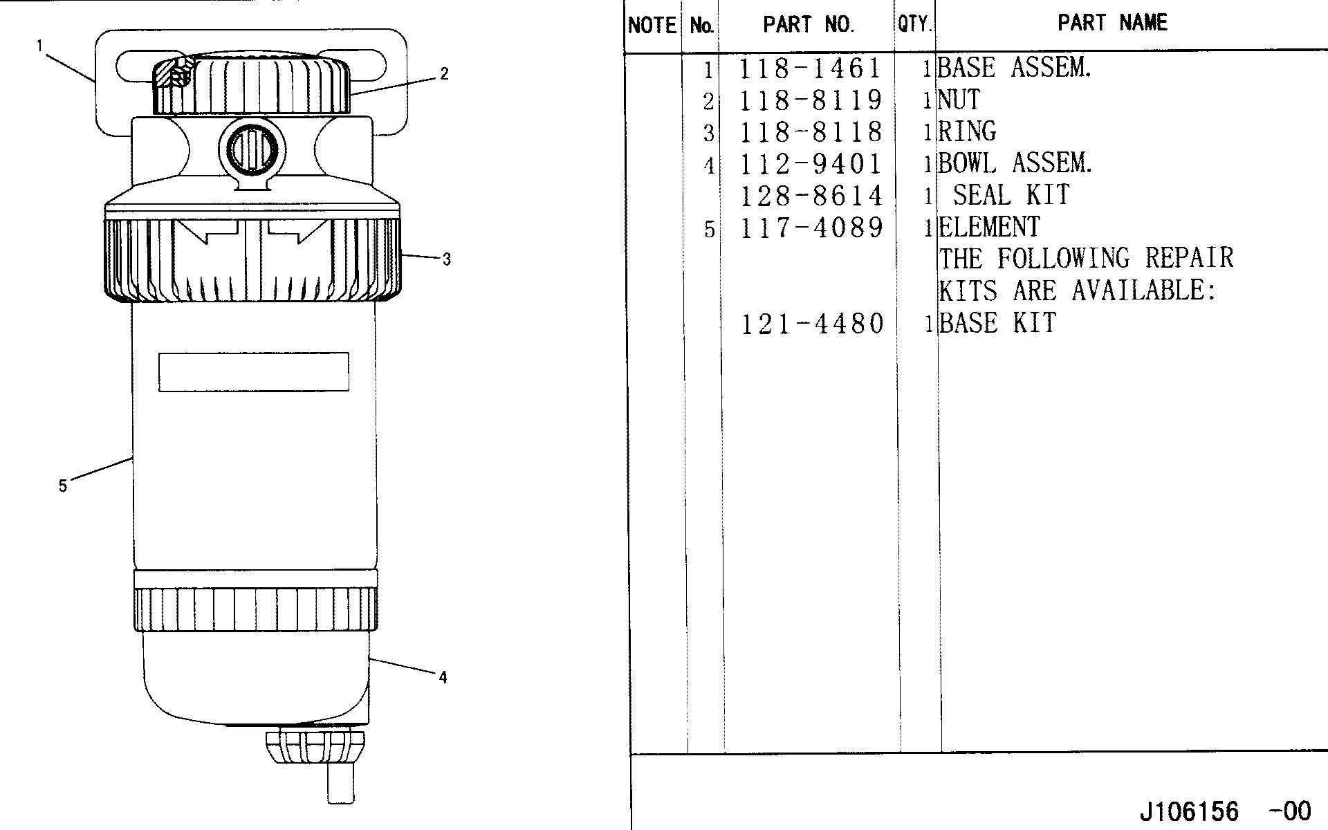 Kraftstofffilter-Wasserabscheider 145-8862 für Caterpillar CAT