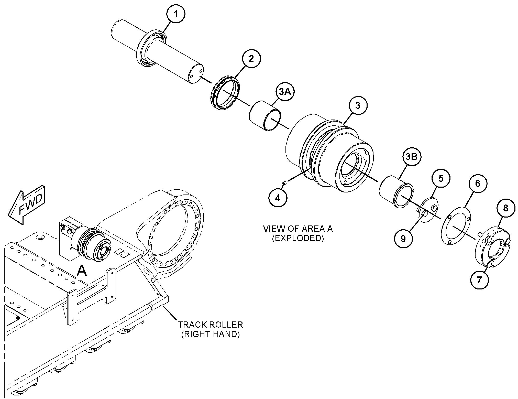 Одноребордный поддерживающий каток гусеничной ленты