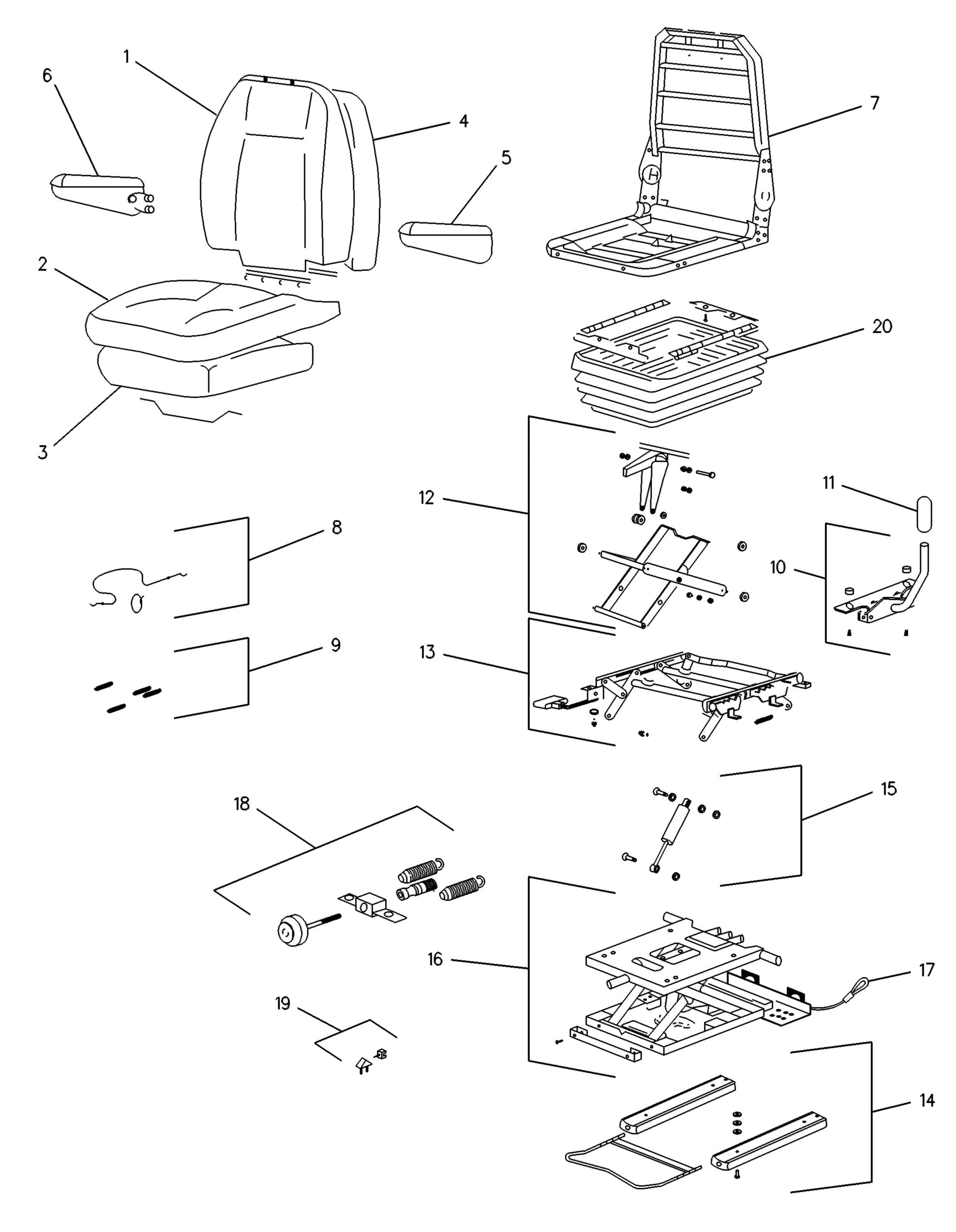 Сиденье в сборе (подвеска)