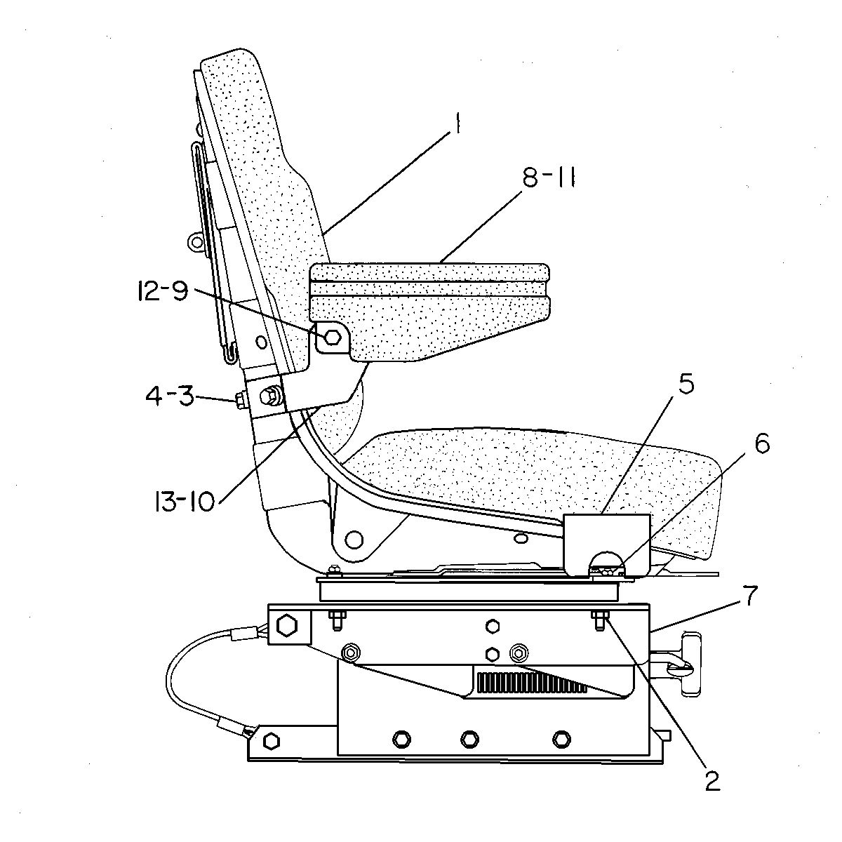 Подрессоренное сиденье в сборе (регулируемое)