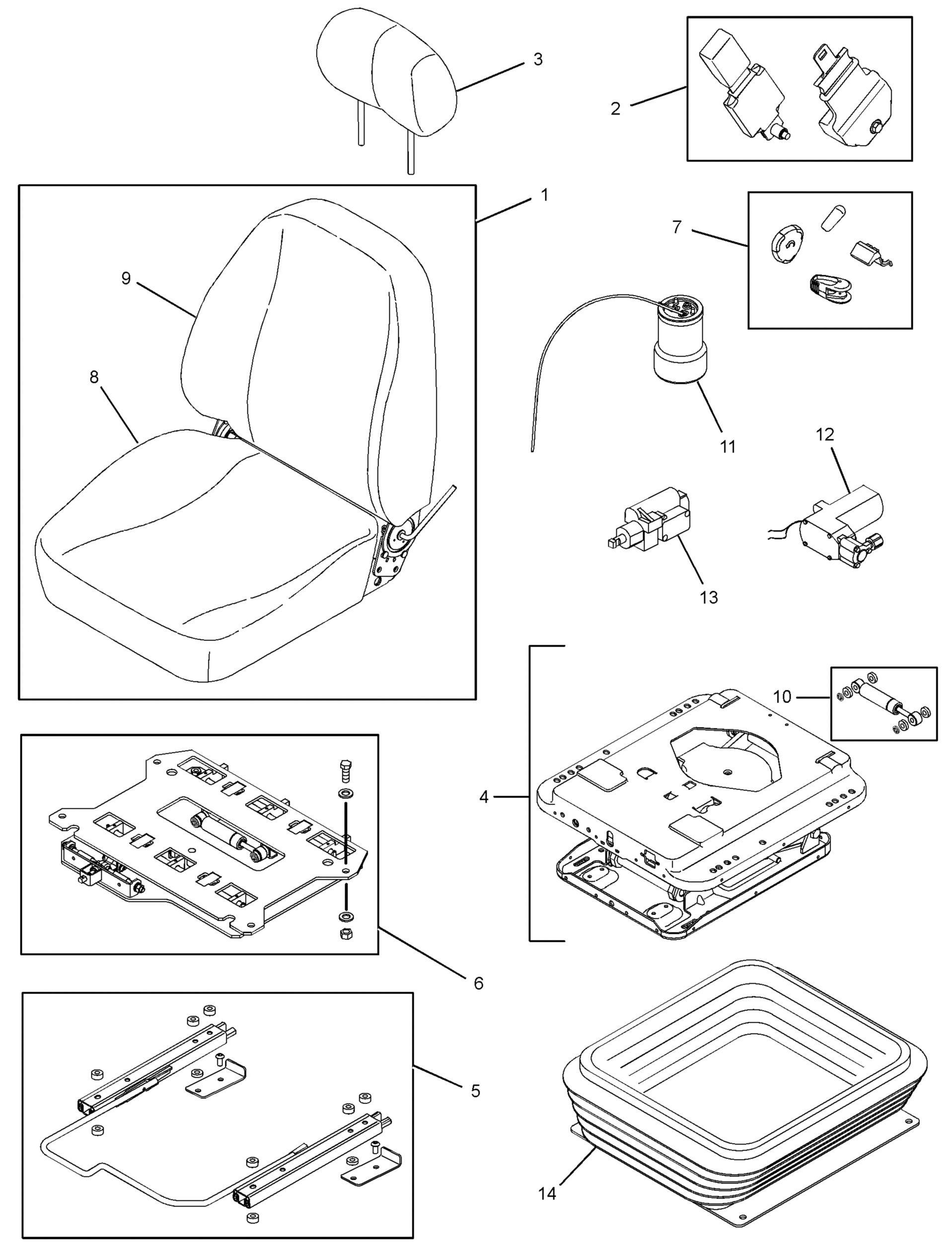 Сиденье в сборе (с пневматической подвеской) (тканевое)