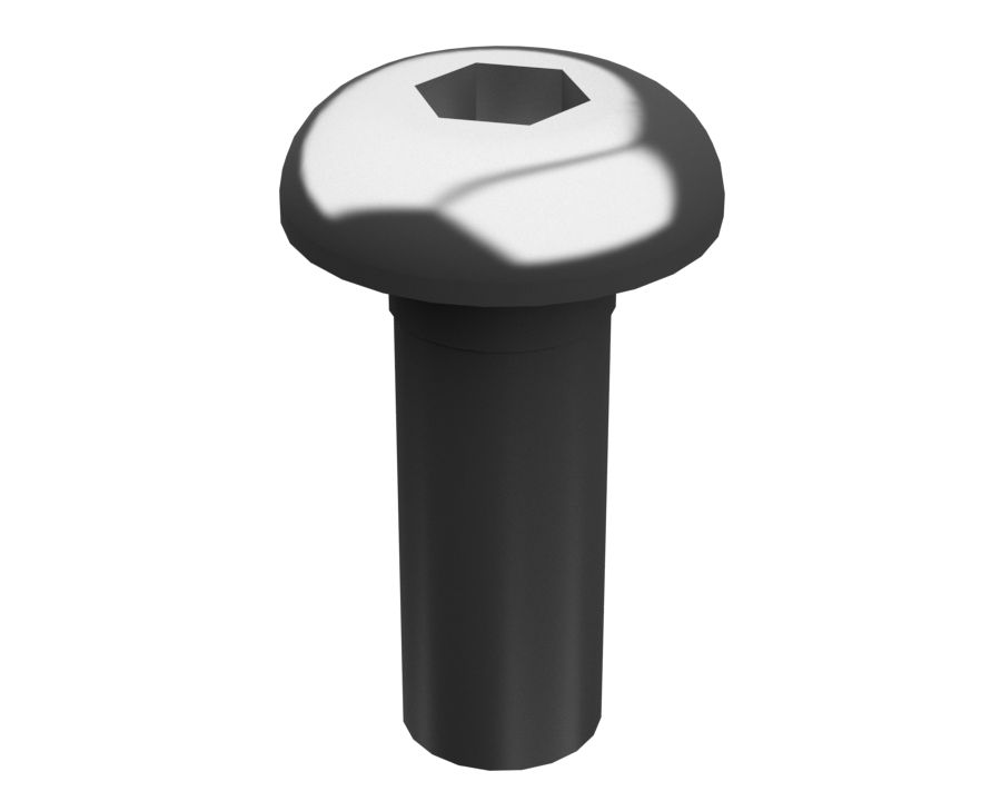 8T-9394: No. 10 (.190)"-24 x 1/2" Rounded Pan Head Internal Hex Screw