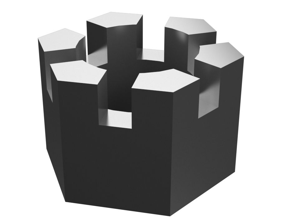 2D-9238: Стопорная корончатая шестигранная гайка с резьбой 3/4-16