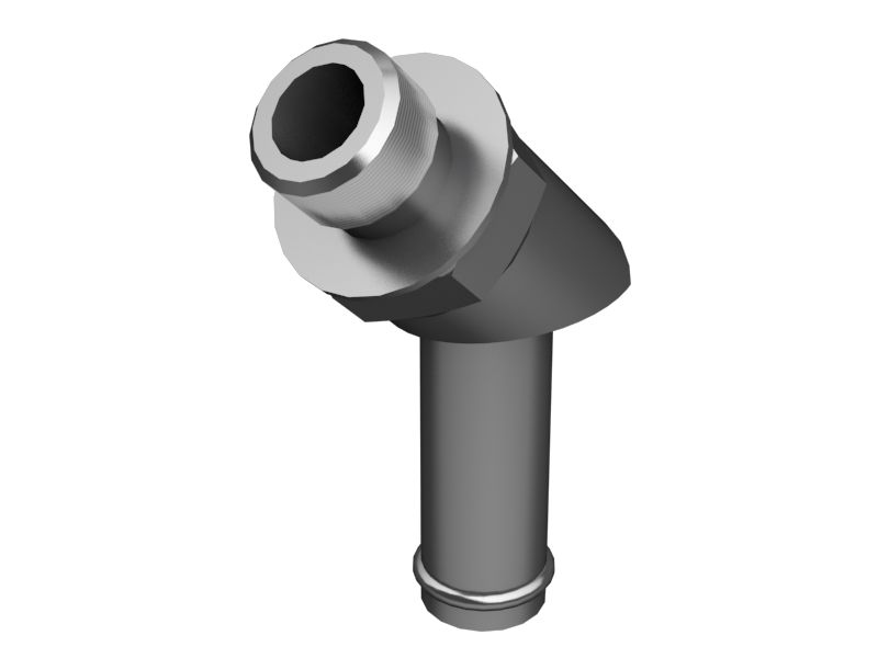 Переходной коленчатый патрубок с углом 45 градусов, длина 44,00 мм