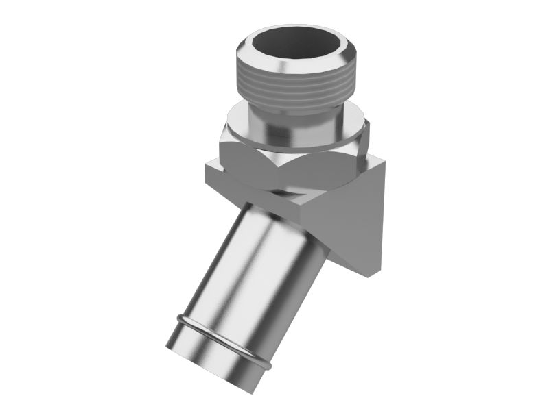 Переходник коленчатого патрубка с углом 45° (STOR / развальцовка для шланга)