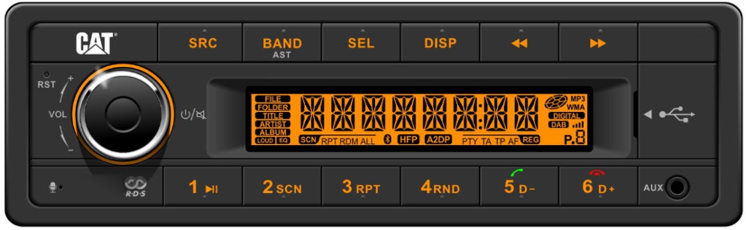 Радиоприемник в кабине с соединениями USB и Bluetooth