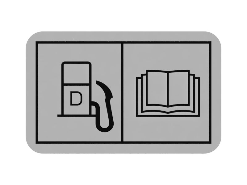 Наклейка с инструкциями относительно топлива