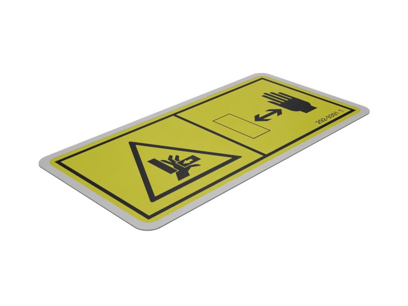 Предупреждающая наклейка об опасности раздробления рук