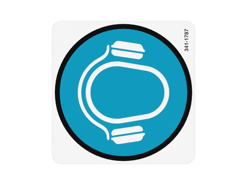 Наклейка с информацией по безопасности, синяя, длина 60 мм