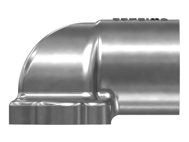 Переходной коленчатый патрубок с углом 90 градусов и креплением на 2 болта