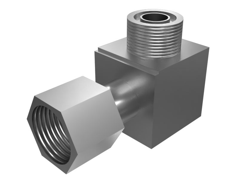 Переходной коленчатый патрубок с углом 90 градусов, резьба 13/16-16 х 13/16-16