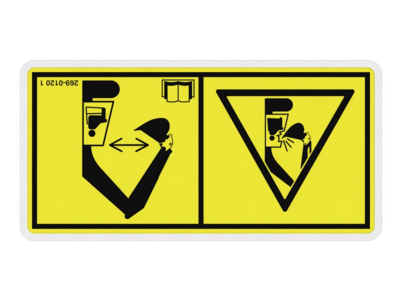 Наклейка с предупреждением о безопасном расстоянии
