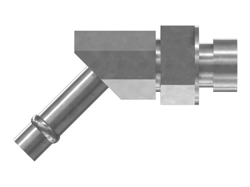Переходной коленчатый патрубок 45° (STOR, развальцовка для шланга)