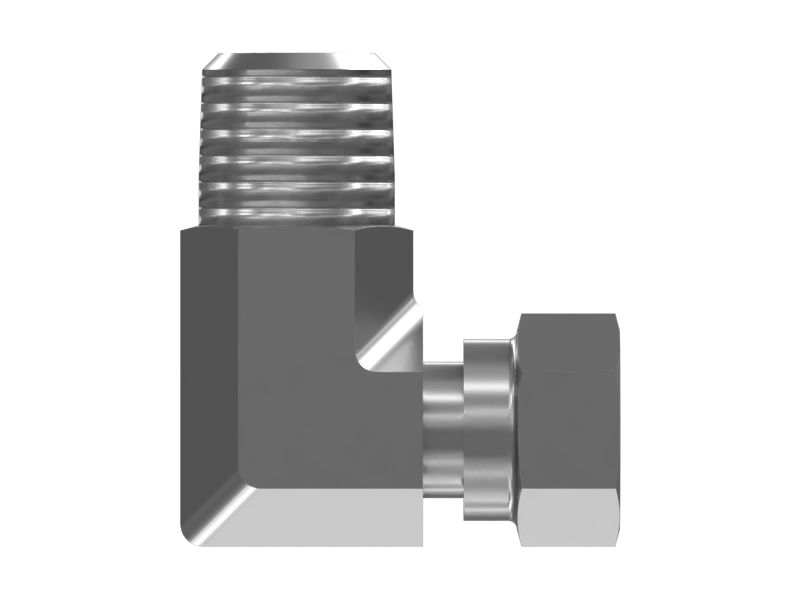 3D-8913: 1/2-14 NPTF X 3/8-18 NPSM Hex Head 90 Degrees Elbow