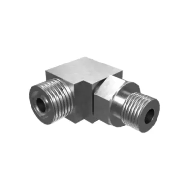 6V-8724: 9/16-18 X 11/16-16 gjenger 90-graders albueadapter