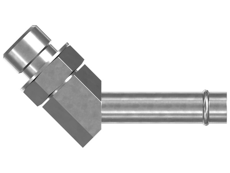 Переходной коленчатый патрубок 45° (STOR, развальцовка для шланга)