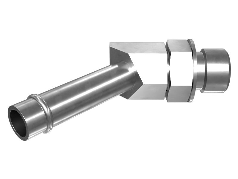 Переходной коленчатый патрубок 45° (STOR, развальцовка для шланга)