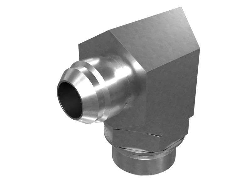 Переходной коленчатый патрубок 90° с шестигранной головкой и развальцовкой