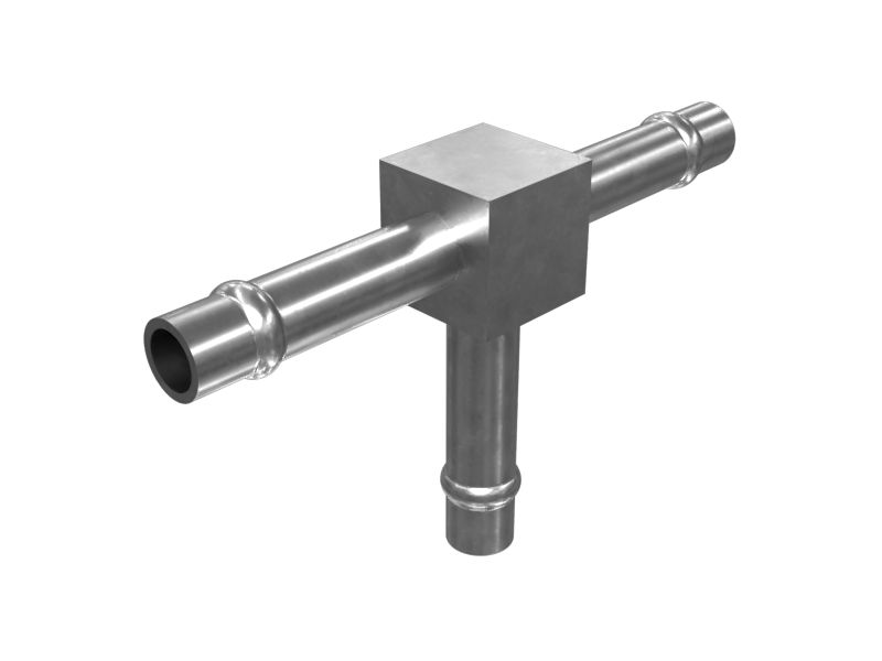 Переходной тройник, развальцовка для шланга