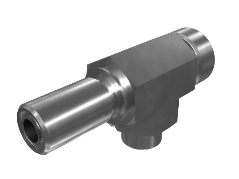 6V-9489: Тройниковый переходник от наружной резьбы к наружной резьбе с уплотнительным кольцом в переборке