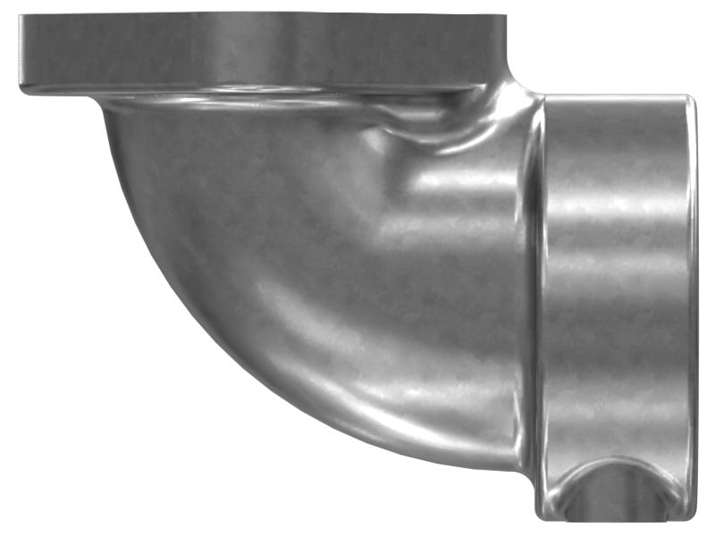 Коленчатый патрубок с углом 90 градусов из литого чугуна с 2 монтажными отверстиями