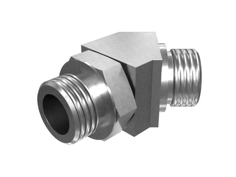 8C-9028: Переходник гидравлический с шестигранной головкой и коленом под углом 45 градусов