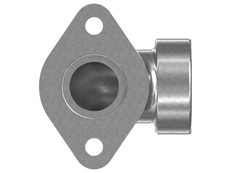 Коленчатый патрубок с углом 90 градусов из литого чугуна с 2 монтажными отверстиями