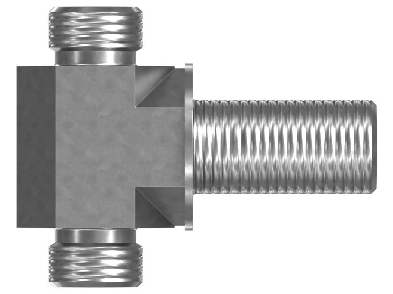 Тройниковый переходник от наружной резьбы к наружной резьбе с уплотнительным кольцом в переборке