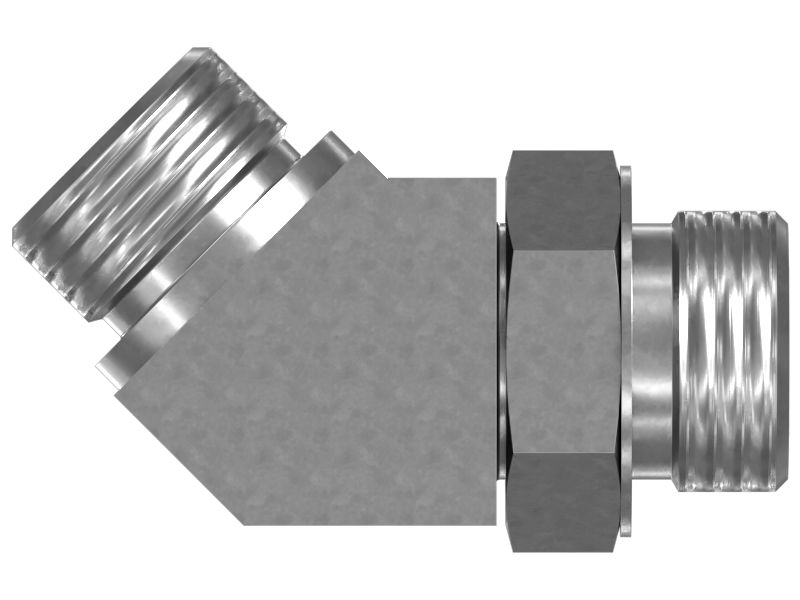 Переходник гидравлический с шестигранной головкой и коленом под углом 45 градусов