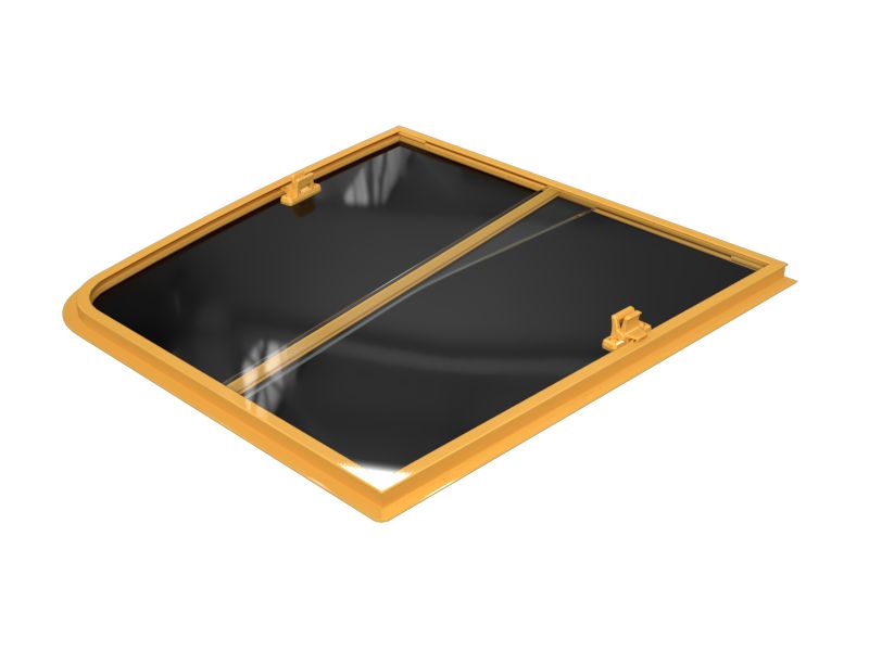 Стекло раздвижного окна двери кабины оператора шириной 865,6 мм