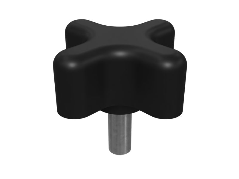 Зажимная ручка с четырьмя рычагами, черного цвета