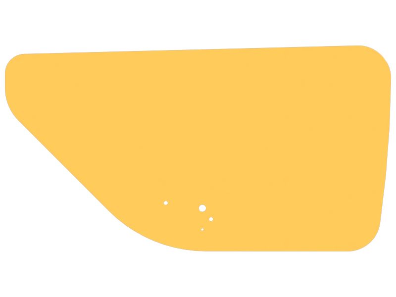 Безосколочное левое стекло толщиной 5 мм