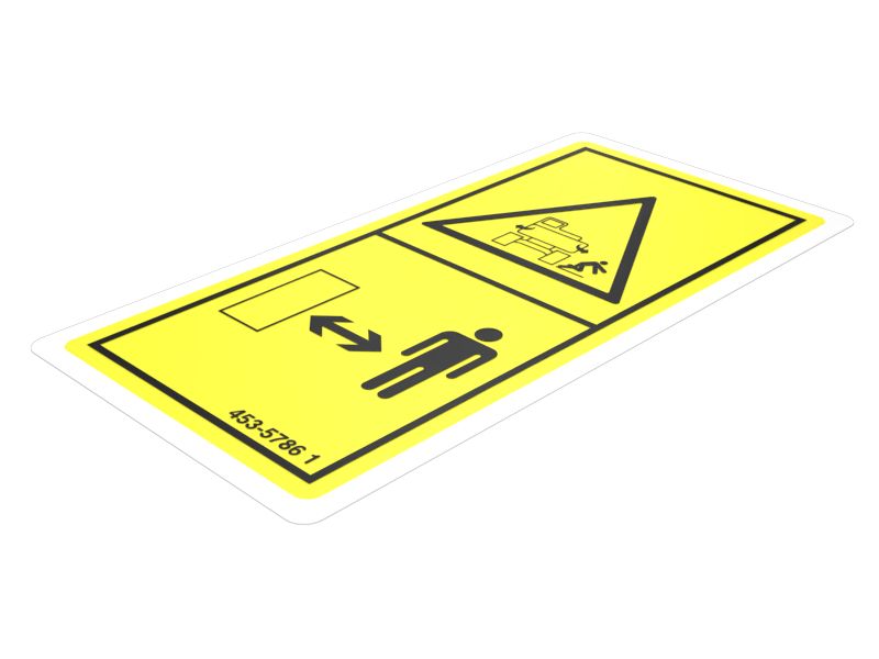 Наклейка с предупреждением о повороте платформы машины