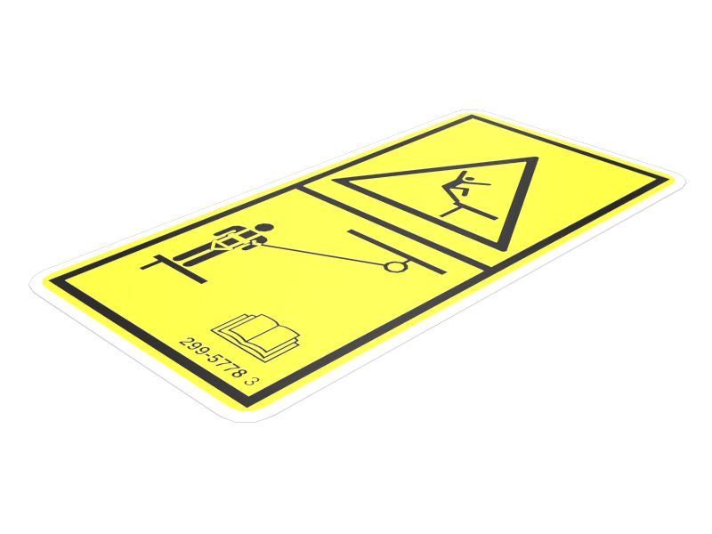 Наклейка с предупреждением о падении троса