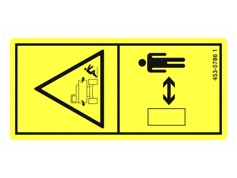 Наклейка с предупреждением о повороте платформы машины