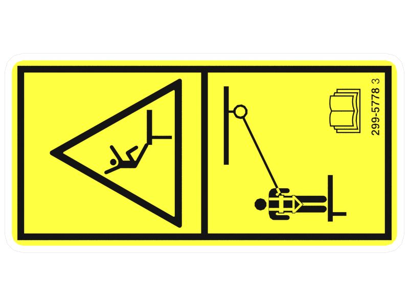 Наклейка с предупреждением о падении троса