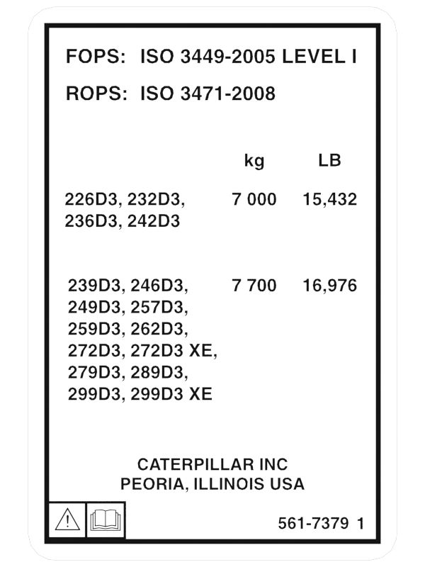 Наклейка для конструкции защиты при опрокидывании/от падающих предметов