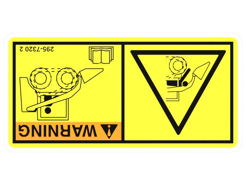 Пластина с предупреждающей наклейкой об опасности защемления