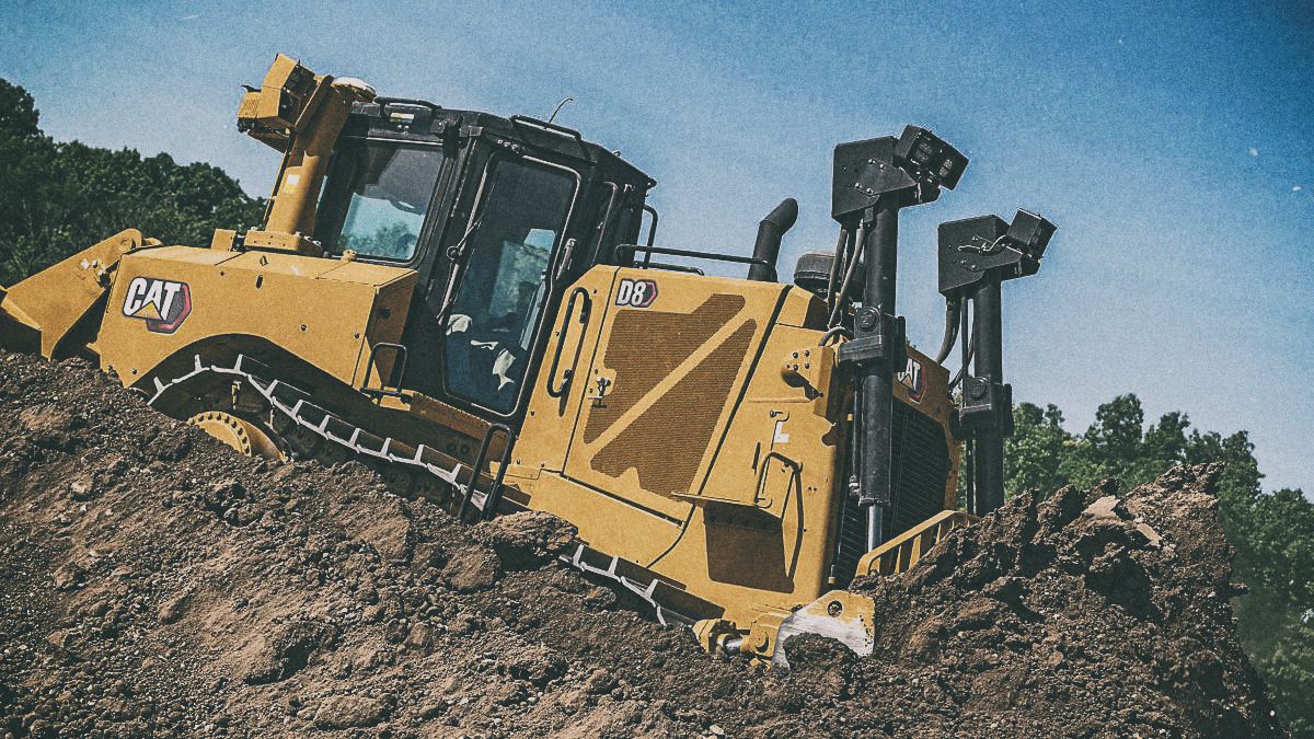 D8 Dozer pushing dirt on jobsite