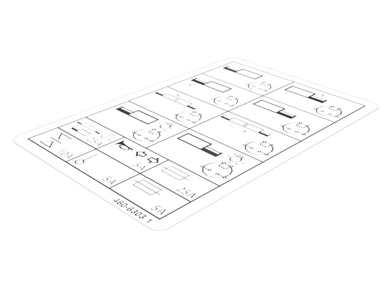 460-6303: НАКЛЕЙКА ДЛЯ ЗАДНИХ ПРЕДОХРАНИТЕЛЕЙ