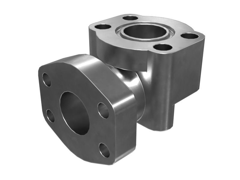 Фланцевый коленчатый патрубок маслопровода, внутренний диаметр 32 мм