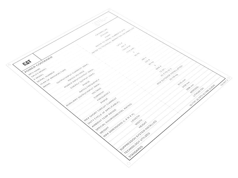 622-8657: Power Container Information Rating Plate