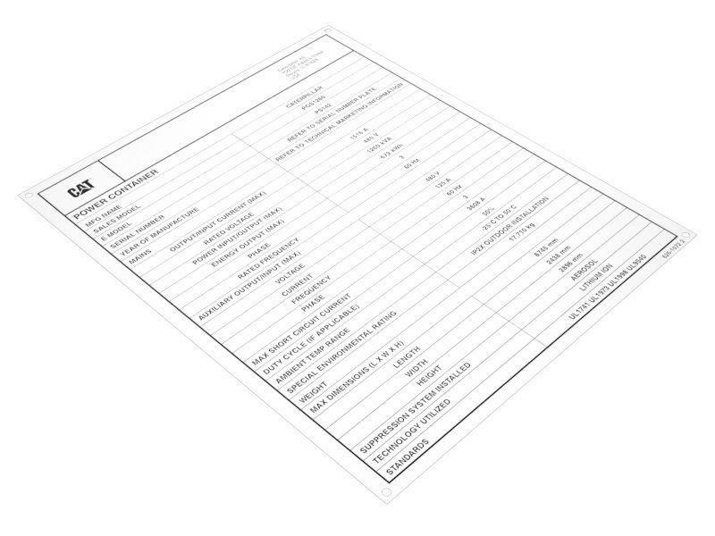 626-1072: Power Container Information Rating Plate