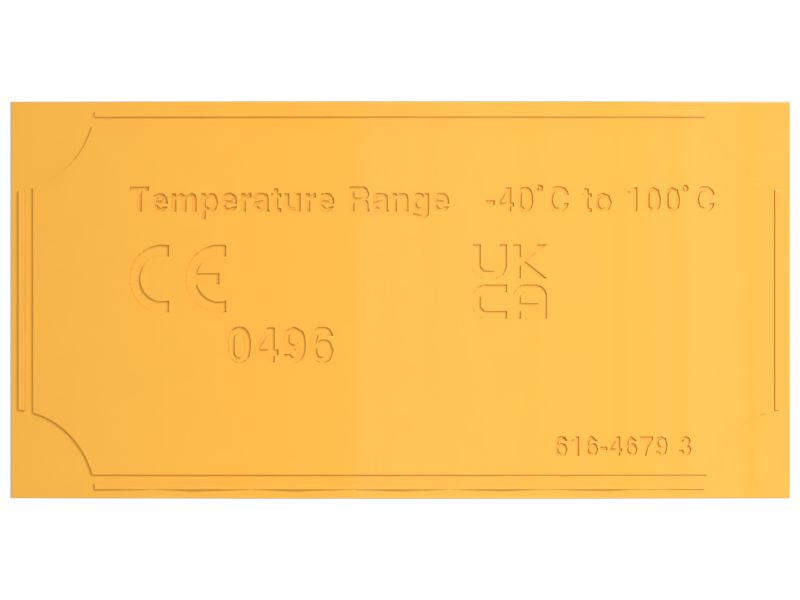 Информационная табличка с диапазоном рабочих температур