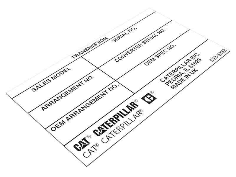 593-3352: Табличка коробки передач с серийным номером