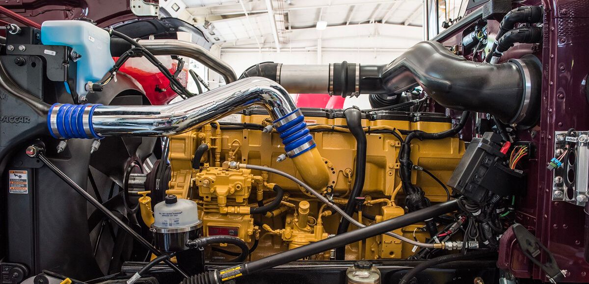 close-up of truck engine