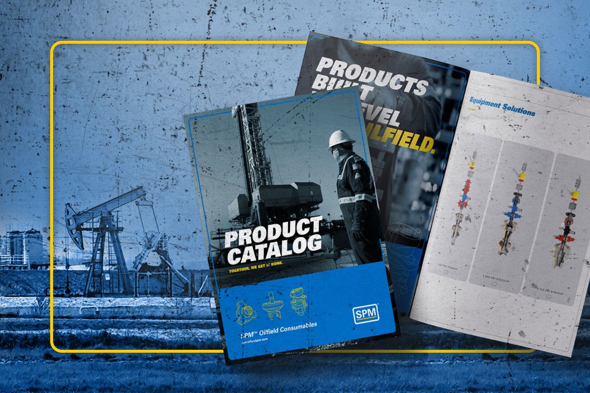 Front cover and inside view of Cat Oilfield Consumables Catalog