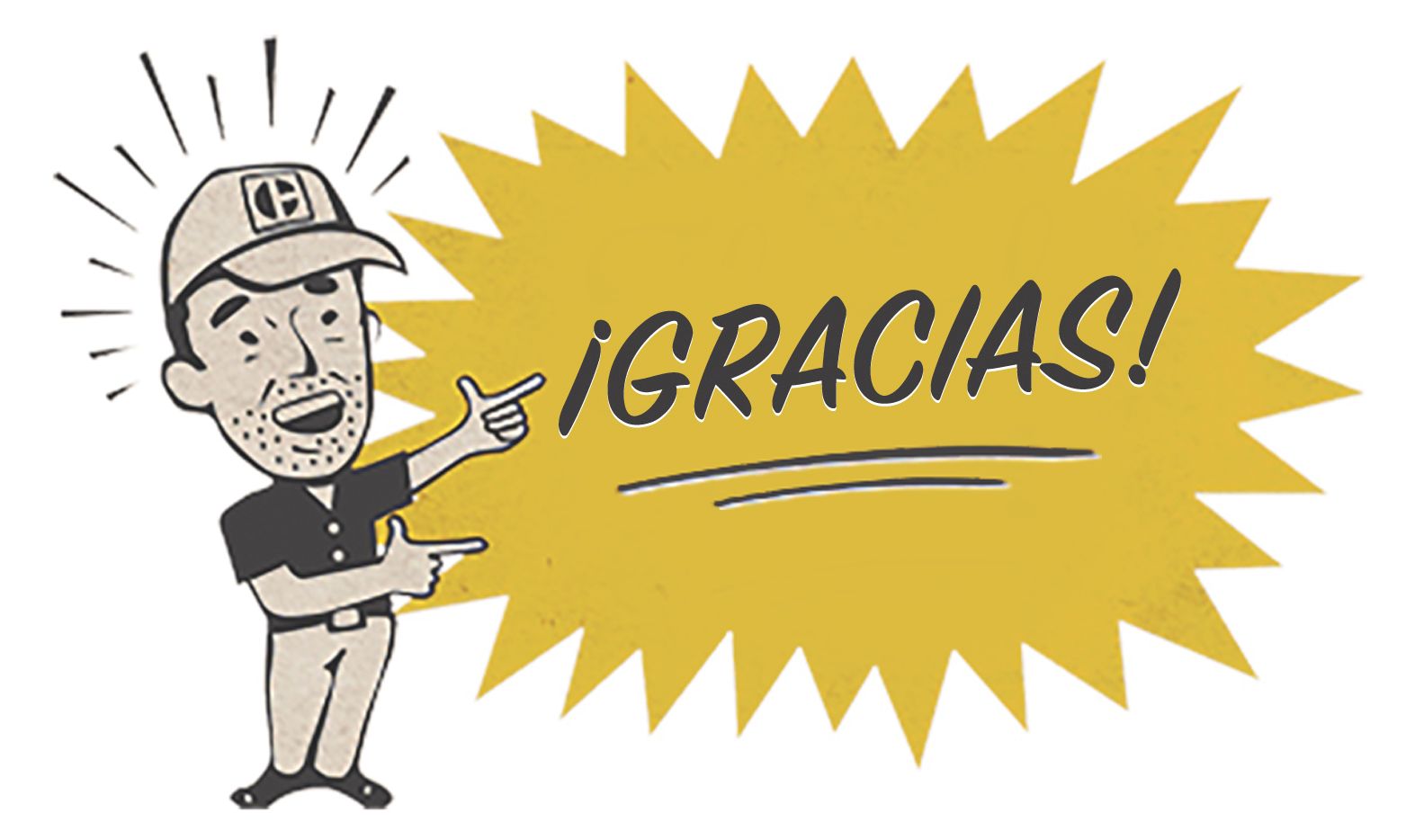 Caricatura vintage de agradecimiento