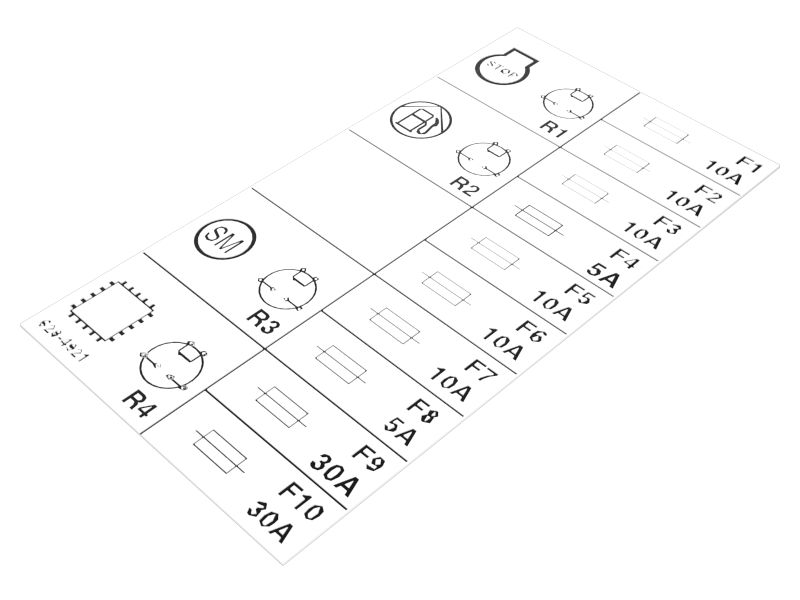 628-4921: Fuse Relay Panel Identification Film