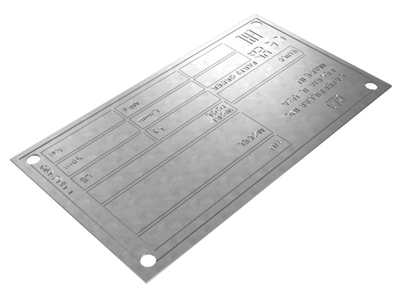 Work Tool Serial Number Identification Plate